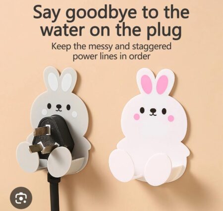 2 pcs Teddy Wire Holder Sticker Plastic Socket Hooks Wall Mounted Power Cord Organizer for Easy Tool Use (Multicolour) SR_5784