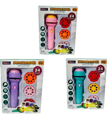 Mini Projector Torch Toy with 3 Slides, 24 Patterns |Slide Flashlight Projector Torch for Kids | Sleeping Story Toys for Toddlers, SR_68955