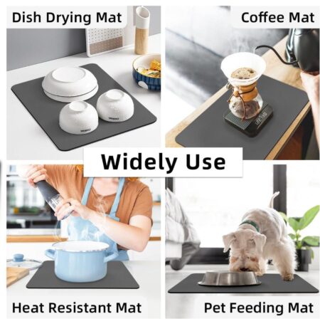 Quick Dry Water Absorbent mat | Placemat for Dish Drying with Non-Slip Rubber Backed | Super Draining Mat for Kitchen (40x60cm) SR_6898