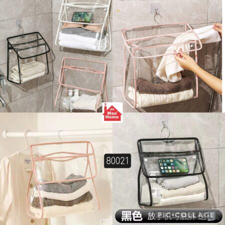 Bathroom Waterproof Hanging Bag, Waterproof Bathroom Clear Bag with Mobile Pocket, Clear Bathroom Shower Bag, Bath Towel Travel Organizer SR_48784