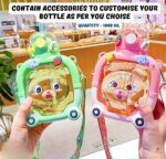2 in 1 Sipper Bottle, 1000 ML BPA Free Cartoon Water Bottle – Bear Shaped Water Bottle with Straw & Strap, Cup Cute Double Drinking Water Bottles for Kids School Pink(Multicolor) SR_478454