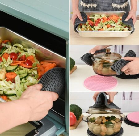 Silicone Trivets Mats Round Pot Coaster,Jar Opener and Spoon Rests, (Set of 3) Non Slip Placemats, Flexible, Durable, Dishwasher Safe Heat Resistant Hot Pads SR_65564