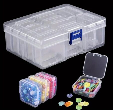Organizer Box, 14 Pcs Clear Plastic Storage Containers, Craft Storage Containers with Hinged Lid, Diamond Painting Accessories Storage, Small Organizer Box for Beads, Button, Seeds, Jewelry SR_8784