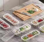 Clear Plastic Food Storage Container with 3 Compartments, Transparent Spice Organizer Box with Lid, Airtight Kitchen Storage for Dry Fruits, Snacks & Masala (Multi-Purpose Use) SR_87463