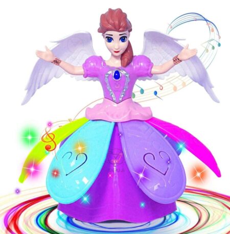 Fairy Princess Dolls Toys Dancing Rotating Singing Musical Toy for Girls Battery Operated Bump-N-Go with Colourful LED Lights SR_5784