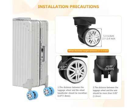 8 Piece Silicone Luggage Boot Cover for Most 8 Spinner Wheels Black SR_87454