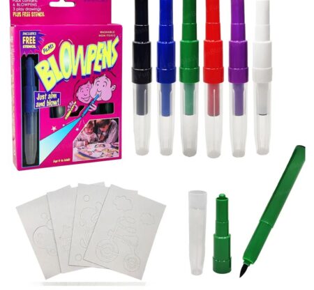 6 Pieces Color Spray Magic Blow Pen Set with Sketch at One End and Blow Pens at Washable and Non-Toxic Suitable for Students, Kids and Craft Lovers SR_548787