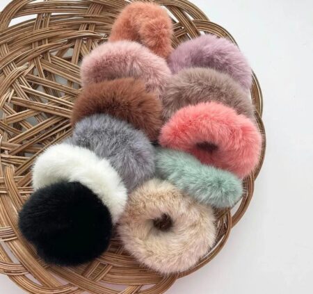 Fur Hair Rubber Band (Pack of 12) SR_70899