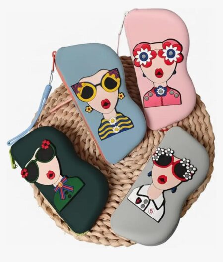 Peppy Girls Silicone Sunglasses Case Cover - Funky Fashion Cute Eyewear Protection for Women, Girls | Quirky Zipper Pouch for Beach Travel with Lanyard Protective Sunglass Holder - 1 PCS SR_54787