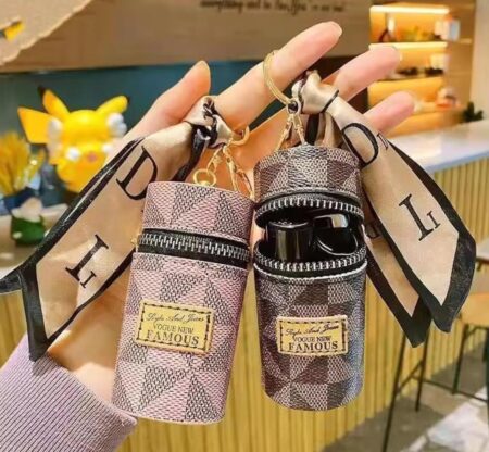 Lipstick Organizer, Leather Lip Gloss Bag with Keychain, Portable Mini Lipstick Case for Purse Multicolour(Pack of 1 )  SR_87845