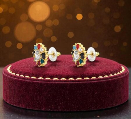 multicolor AD American American diamond and cubic zirconia studs and earrings for womens and girls, colorful studs or daily wear SR_654542