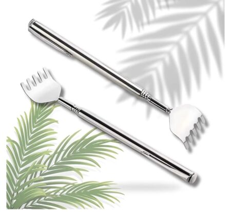 (Pack Of 1) Adjustable Portable Extendable Back Scratcher, Portable Scratching Tool for Back Home Outdoor, Anti Itch Claw Tickle Stick, Tetractable Claw Metal Hand Massager Tools with Pocket Clip SR_8966