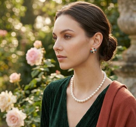 Combo single layer pearl mala necklace and earings SR_56565