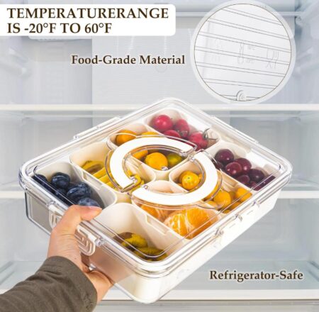 Divided Serving Tray with Handle, 8 Compartments Snack Box for Candy, Nuts, Cookies, Fruit, Snacks Platters, Party Favor, Wedding, Home Decor SR_54545