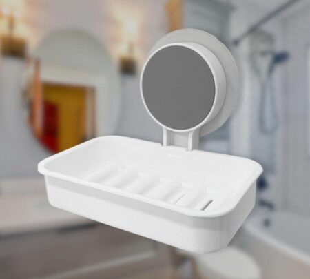 Wall Mounted Self Draining Soap Dish Hanging Waterproof Box Storage Rack Adhesive Sticker(Pack of 2) SR_57545