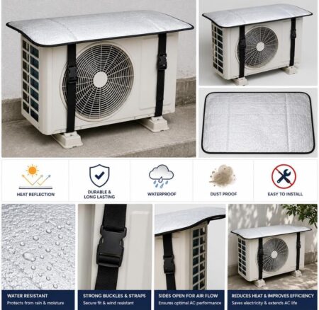 AC Cover for Outdoor Unit, Waterproof & UV Resistant Split AC Cover, Heat Shield Protection Sheet for AC Outdoor Unit, Dustproof and Rain Resistant Universal Fit (Pack of 01) SR_688548