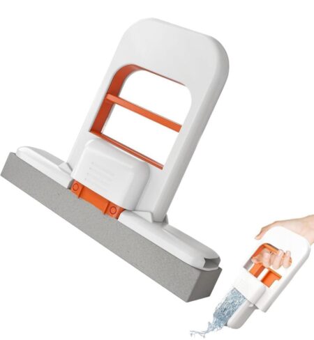 Handheld Tabletop Squeegee Mop with Absorbent Cleaning Head, Compact Wet & Dry Countertop Cleaner for Kitchen Sink, Bathroom Tile, Windows, Desk, Floor Spills SR_689658