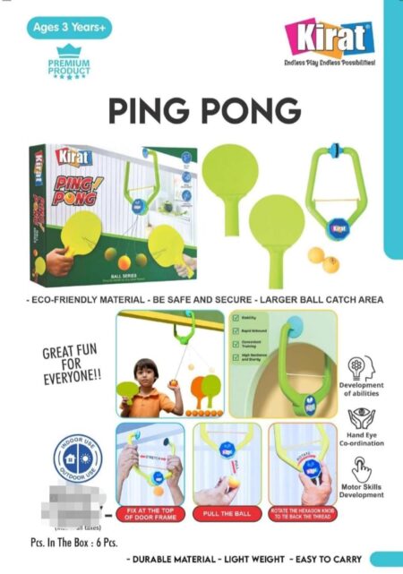 Ping Pong Trainer, Door Frame Hanging Table Tennis Set, for Kids Ages 3 Years+ SR_58754