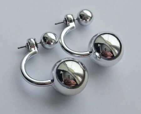 Metal Ball Two Sided Earrings SR_542525