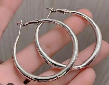 Silver Big Hoop Earrings For Women Girls Korean Earrings Western hoop earrings 1Piar SR_65621
