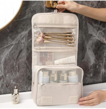 Toiletry Bag for Travel Toiletry Kit Cosmetic Makeup Pouch Organizer Foldable Multifunction Portable Brush, Shaving Kit, Medicine Holder Bag for Men's & Women's Waterproof SR_65623