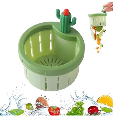 Cactus Kitchen Sink Drain Strainer - Automatic Dumping Basket & Waste Collector, Multi-Functional Sink Draining Filter with Easy Press Net Lifting SR_6565