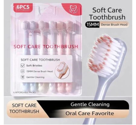 Ultra Soft Bristle Toothbrush Set 6 PCS Manual Toothbrush with 15MM Dense Brush Head Soft Care Toothbrush Pack SR_54545