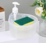 Double Layer Soap Dispenser for Bathroom Accessories Dishwasher Liquid Holder Liquid Dispenser Pump with Sponge Holder Kitchen Sink Accessories Items(Multi Colour) SR_4545