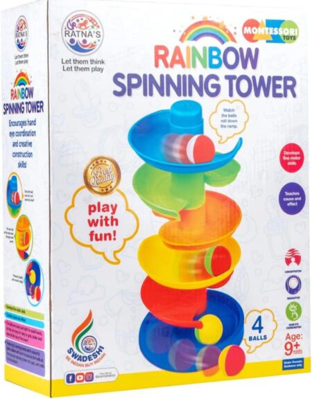 Rainbow Spinnig Tower Ball | Baby and Toddler Educational Toys, Safe and Non Toxic for Infants - Multicolor SR_56745