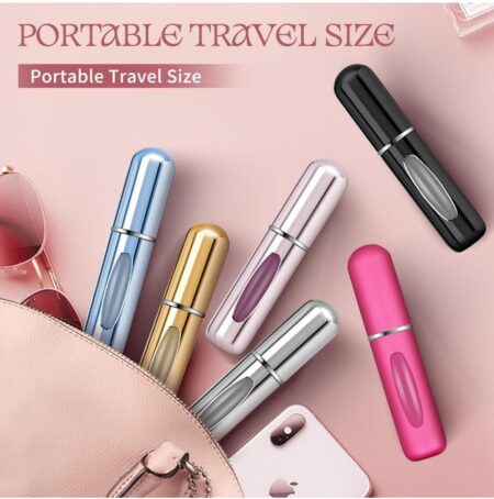 Refillable Perfume Atomizer Spray Bottle 5ml Portable Aluminum Travel Fragrance Dispenser with Visual Window Fine Mist Pump Leak Proof Refillable Container for Cologne Perfume and Essentials (1) SR_6565