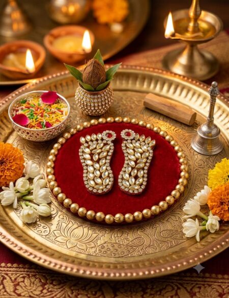 ✨ Premium Shubh Charan Paduka – Divine Home Decor ✨Pack of 2 SR_57852