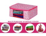 Non Woven Fabric Saree Bag for Clothes Organizer for Wardrobe with Transparent Window Clothes Storage Bag Closet Organization Container 4 PC SR_6896