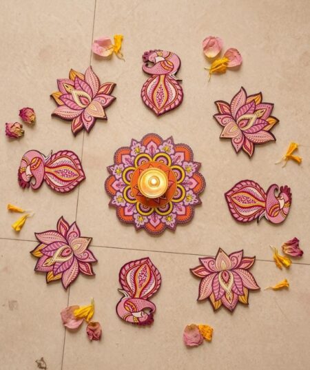 *3D Look MDF Rangoli Wodden Ready Rangoli Design 1 Set SR_6553