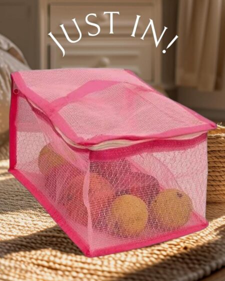 Fruit And Vegetable Zip Mesh Storage Bag For Fridge Kitchen Dining Table - Pack of 2 pcs SR_65865