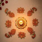 Decorative Rangoli Wall Decor Set | 9 Piece Lotus &  Decoration | Reusable Festival Decoration for Diwali, SR_6565