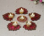 Divyakosh Rangoli Tealight for Diwali, Event Decoration, Home Decoration, Wedding and Religious Festival (Lotus décor- 6 Pc) SR_116832