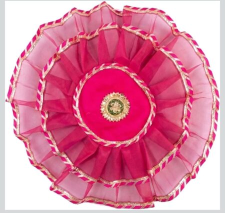 Decorative Aarti Thali Cover with Golden Border for Haldi Wedding Ceremonies, Puja Rituals, Thaal Cover Table Decor  SR_5454