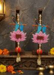 2 PC Krishna flute Mor Pankh Shubh Labh Festival Decoration wall Hangings for Gift,Pooja room,diwali,home decor items SR_98965