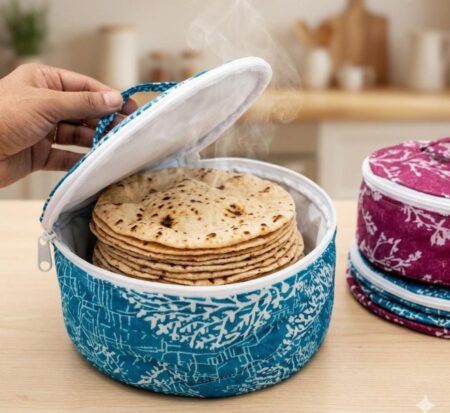 Roti Chapati Cotton Cover with Round Zip Opening ( Pack Of 2) SR_268545