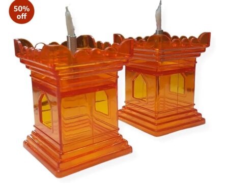 3D Reflection Tulsi Diya Set for Diwali Pujas and Outdoor Decor – Colorful Diwali Diya Collection Reusable Diya, Diwali Deepak with 1 Metal Wick Holder, 1 Cotton Wick – (Pack of 6) SR_200645