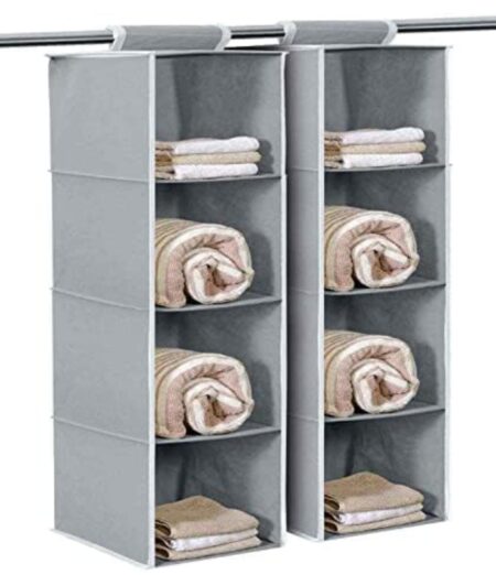 4 Shelf Non Woven Foldable Fabric Closet Hanging Organizer,Clothes Storage Hanger for Family SR_6565