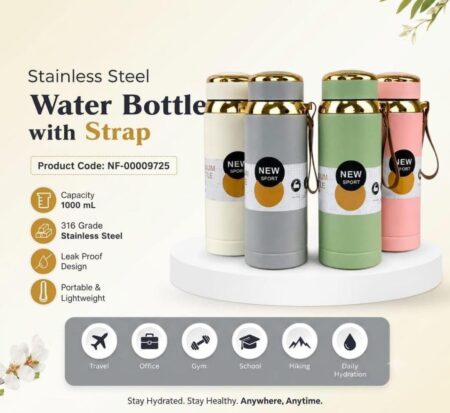 Smart Digital Temperature Bottle - 1L Double-Wall Stainless Steel Insulated Flask with Tea Strainer, Leak-Proof Design for Hot & Cold Drinks Random colour SR_5454