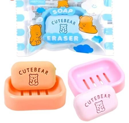 3D Mini Soap Eraser Rubber for Kids, Non Dust & Smudge-Free Eraser, School Set, Non-Toxic, Fancy Stationery Set, Compact Size Soap Erasers, Birthday Return Gift (2 Pcs) SR_2454