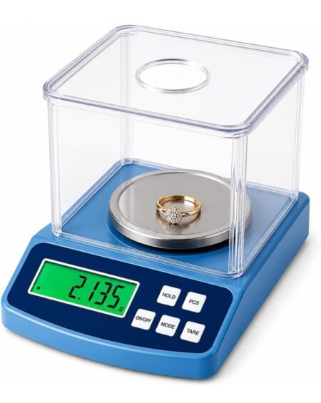 Gold Weight Machine Digital 600g x 0.01g, Precision Jewellery Weighing Scale with Draft Shield, Stainless Steel Platform, Tare, PCS & Hold for Lab & Gems SR_5452
