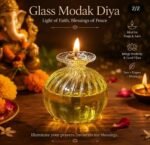 Modak Diya Decorative Glass Oil Lamp for Diwali & Puja | Traditional Modak Shape Diya for Ganesh Chaturthi, Home Temple, Festive Decoration & Gifting 1 Pc SR_65654