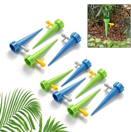Plastic 5 Pcs Drip Irrigation Kit For Home Garden, Self-Watering Spikes For Plants, Automatic Plant Water Dropper With Slow Release Control Valve Switch Drip Irrigation System SR_65454