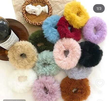 Fur Hair Rubber Band (Pack of 12) SR_70857