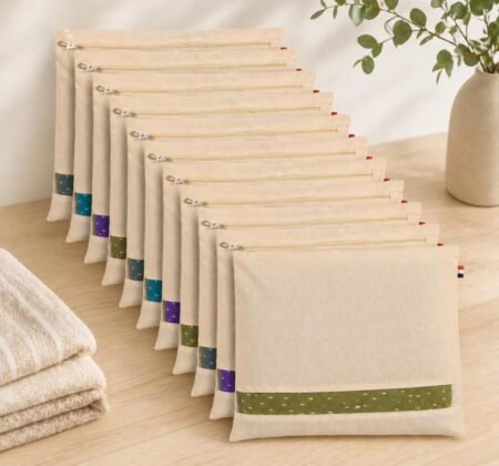 Cotton Saree Storage Covers Pack of 5 Zip Wardrobe Organizers SR_656454