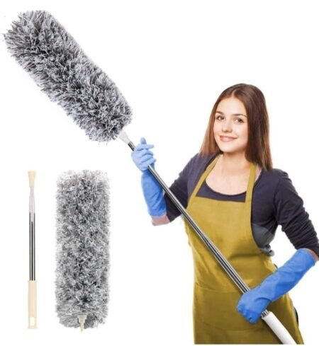 Flexible Duster for Fan Cleaning Mop with Long Rod Fan Cleaner Brush with Long Rod Spider Web Cleaner Stick Fan Cleaning Brush-Gray Colours SR_6654