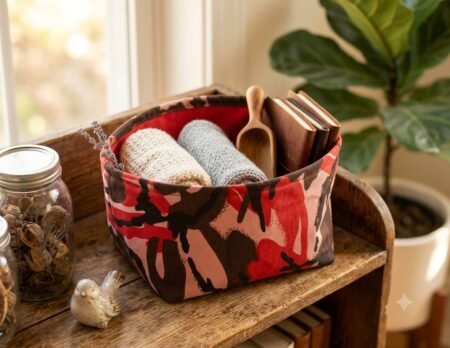 (Pack of 5) Foldable Multipurpose Storage Box Small Canvas Fabric Organizer Baskets (Multi Design) SR_6565